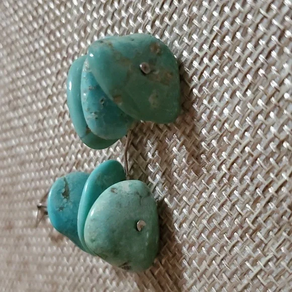 3 Stone Turquoise Earrings - Picture 2 of 3